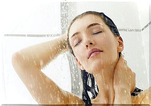 Woman taking a shower