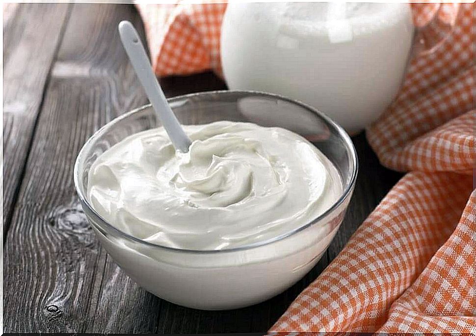 White yogurt.