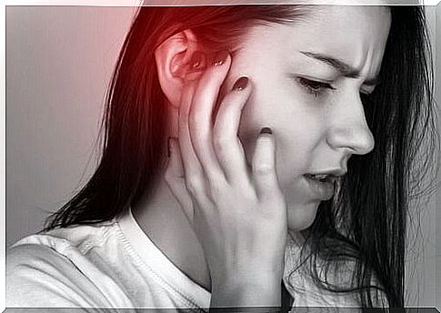 Woman with ear pain.