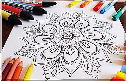 coloring mandala and markers