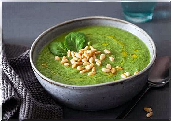 Rice and spinach soup