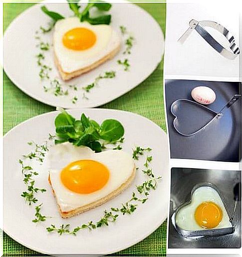 Heart shaped fried eggs