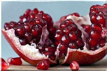 Inside of a pomegranate.