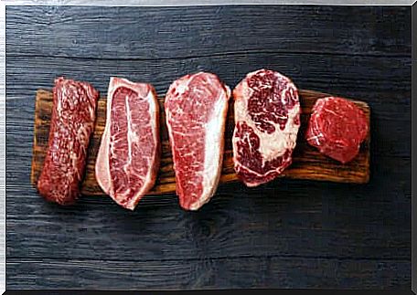 Different types of red meat.