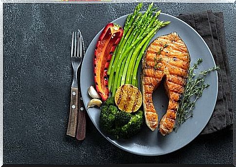 Foods allowed in the ketogenic diet on a plate.