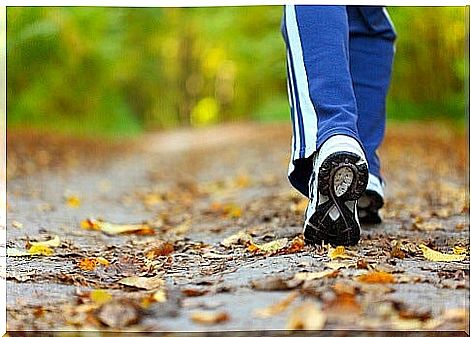 Woman strolling in a park