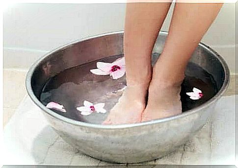 Foot bath with flowers to lower fever