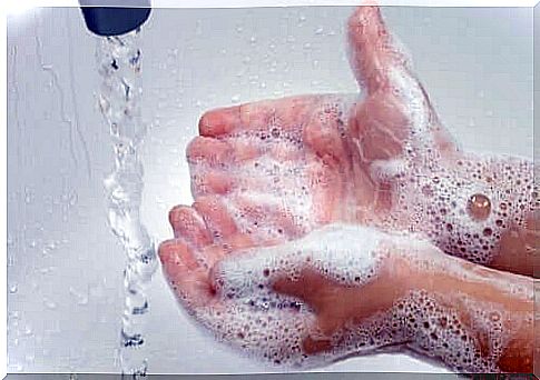 Hands with soap.